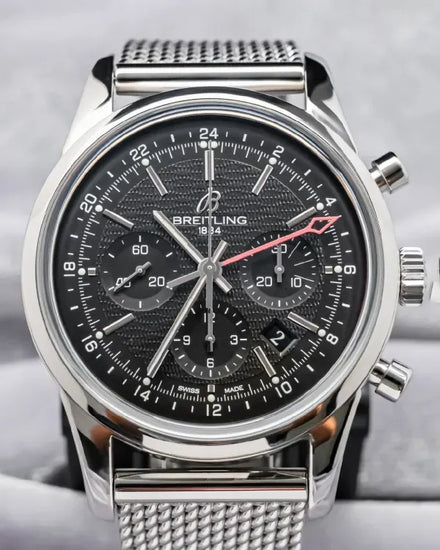 Breitling Transocean Chronograph GMT L.E. 43MM Black Dial Steel Bracelet (AB045112/BC67)