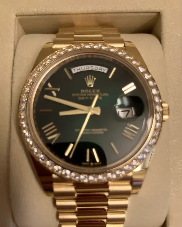 2026 Rolex Day-Date 40MM Green "Ombré" Dial Yellow Gold President Bracelet (228348RBR)