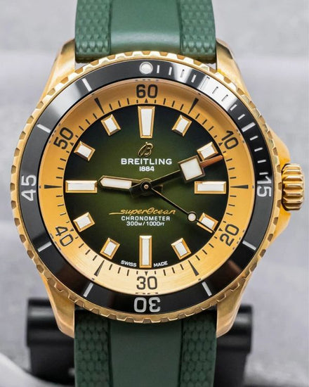 2025 Breitling Superocean 42MM Green Dial Rubber Strap (N17375201L1S1)