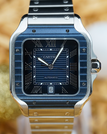 No Reserve - 2022 Cartier Santos De Cartier 39.8MM Blue Dial Steel Bracelet (WSSA0048)