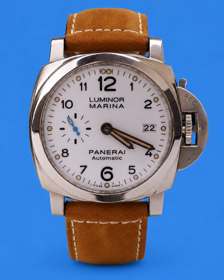 No Reserve - 2018 Panerai Luminor Marina 1950 3 Days 42MM White Dial Leather Strap (PAM01523)