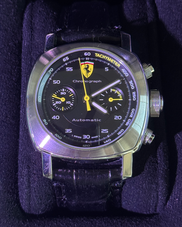2007 Panerai Ferrari Scuderia Chronograph L.E. 40MM Black Dial Aftermarket Leather Strap (FER00019)