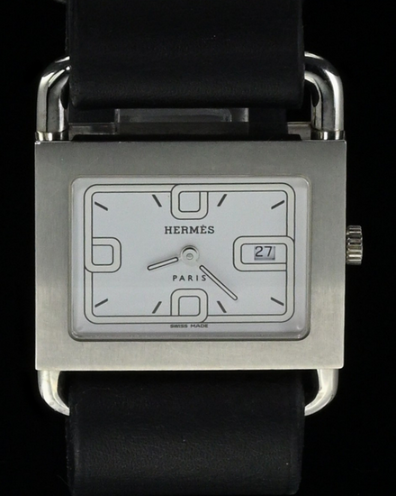 2005 Hermès Cape Cod Barenia 24MM Quartz Silver Dial Leather Strap (BA1.510)