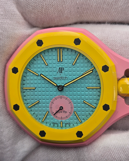 2026 Audemars Piguet Royal Pop "Swatch OTG ROZ" 40MM Turquoise Dial Leather Strap (SSX03J100N)