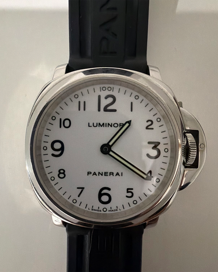 Panerai Luminor Base 44MM White Dial Rubber Strap (PAM00010)