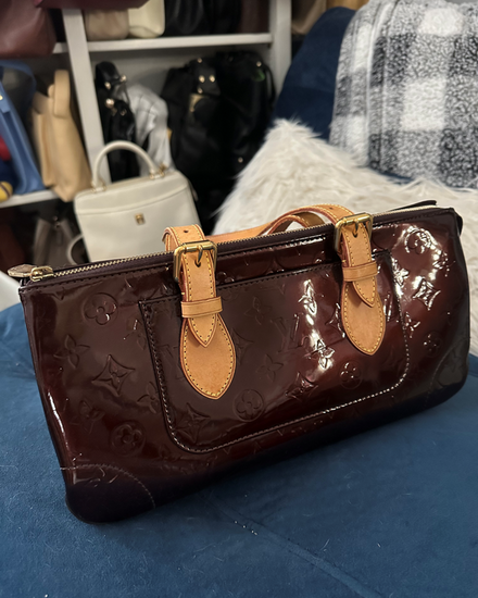 Louis Vuitton Monogram Shoulder Bag Medium Purple Leather Gold-Tone Hardware Leather Strap (LV Monogram)