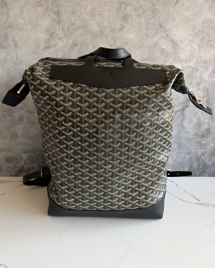 Goyard Backpack Cisalpin Medium Black Canvas Palladium Hardware Leather Straps (CISALPMMLTY01CL01P)