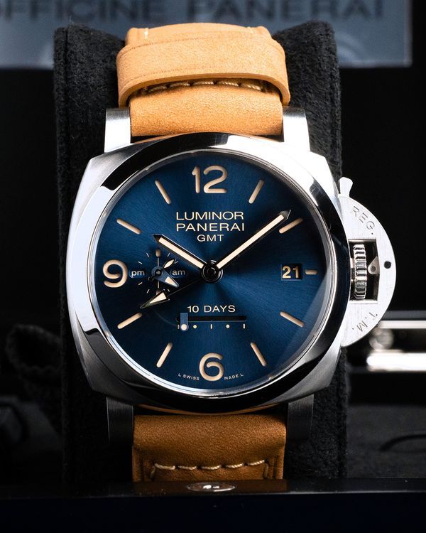 2020 Panerai Luminor 1950 10 Days GMT "Design Miami" L.E. 44MM Blue Dial Leather Strap (PAM00986)
