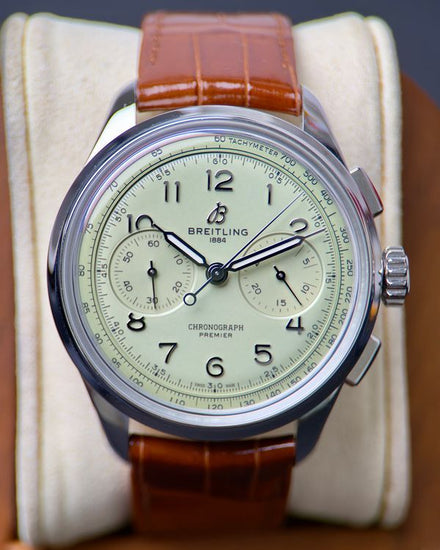 2025 Breitling Premier B09 Chronograph 40MM Pistachio Dial Leather Strap (AB0930D31L1P1)