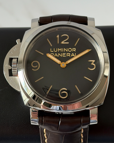 2018 Panerai Luminor 1950 Left-Handed 47MM Black Dial Leather Strap (PAM00557)