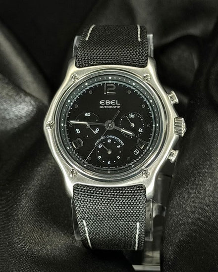 Ebel Le Modulor 1911 Chronograph 40MM Black Dial Aftermarket Textile Strap (E9137240)