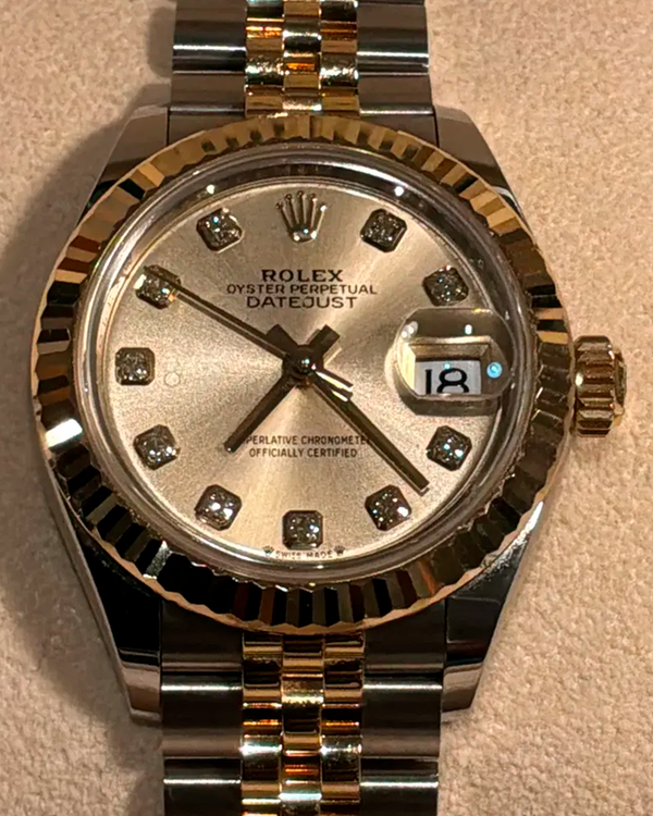 2020 Rolex Lady-Datejust 28MM Champagne Dial Two-Tone Super Jubilee Bracelet (279173)