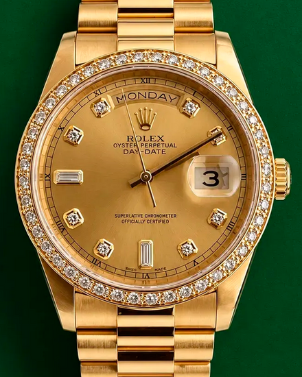 Rolex Day-Date 36MM Champagne Dial Yellow Gold President Bracelet (18238)