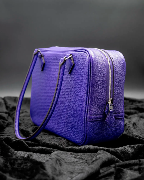 2026 Hermès Plume Mini Bag Small Chèvre Mysore Leather Purple Palladium Hardware (H086559CKX3)