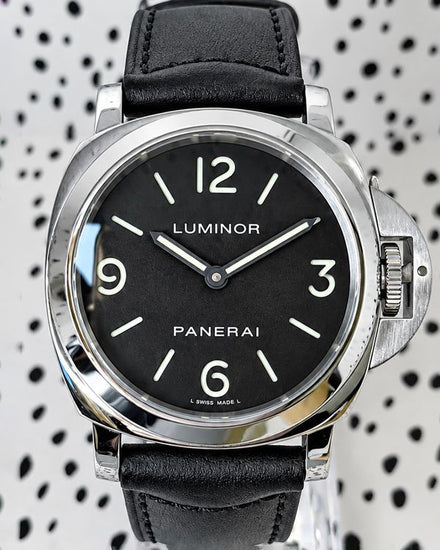 No Reserve - 2012 Panerai Luminor Base 44MM Black Dial Leather Strap (PAM00112)