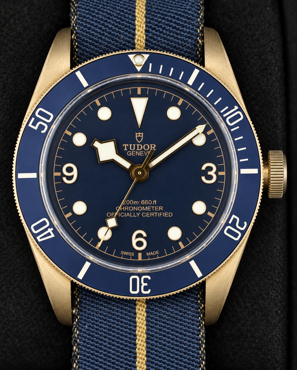 No Reserve - 2025 Tudor Black Bay Bronze Heritage "Bucherer Blue" 43MM Blue Dial Textile Strap (79250BB)