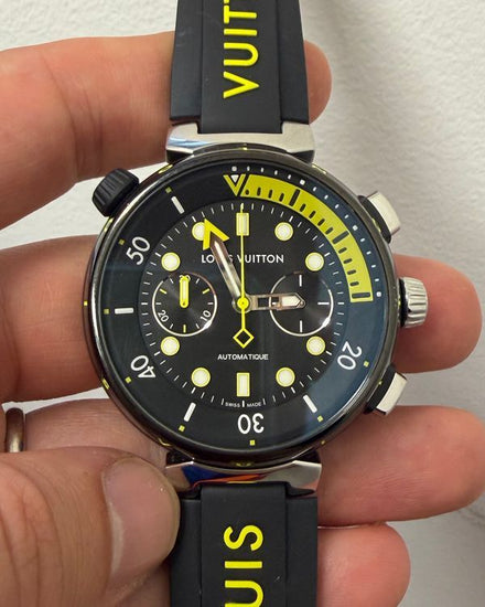 2025 Louis Vuitton Tambour Street Diver Chronograph 46MM Black Dial Rubber Strap (QA167)