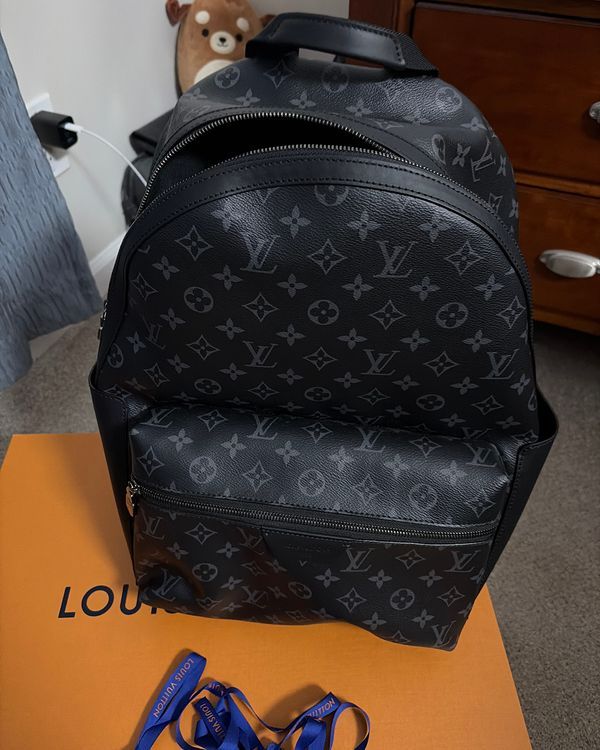 No Reserve - 2026 Louis Vuitton Accessories Backpack Medium Monogram Eclipse Coated Canvas Black Gray Palladium Tone Hardware Textile Leather Strap (Backpack)