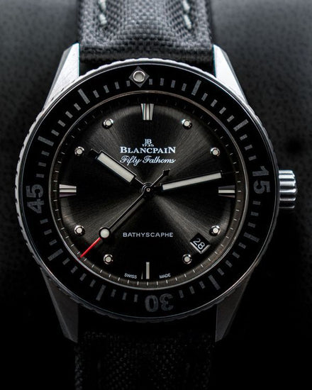 2021 Blancpain Fifty Fathoms Bathyscaphe 38MM Grey Dial Textile Strap (5100B-1110-B52A)