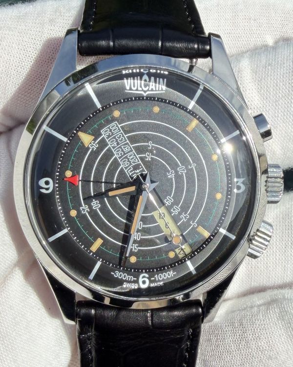 2023 Vulcain Nautical Heritage 42MM Black Dial Leather Strap (101252)
