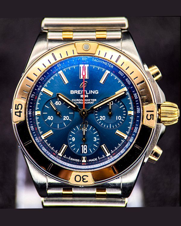 No Reserve - 2023 Breitling Chronomat B01 42MM Blue Dial Two-Tone Bracelet (UB0134101C1U1)