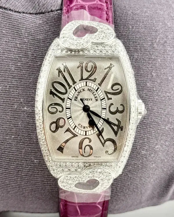 Franck Muller Cintrée Curvex 31MM Silver Dial Leather Strap (2852 SC RELIEF HJ)