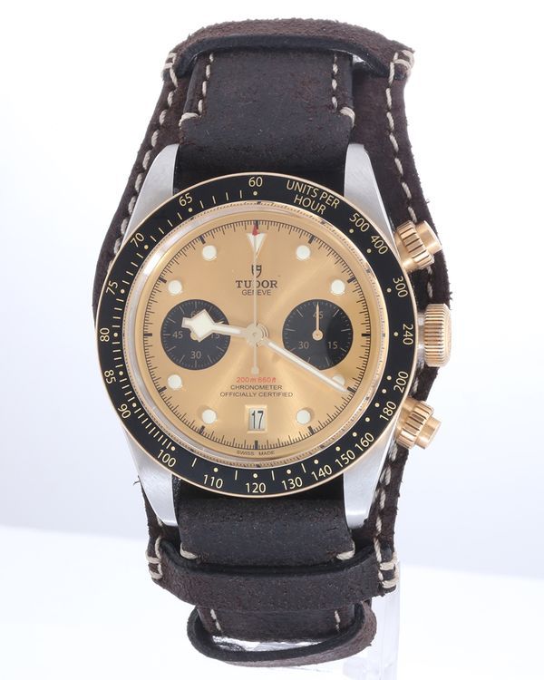 No Reserve - Tudor Black Bay Chrono S&G 41MM Champagne Dial Leather Strap (79363)