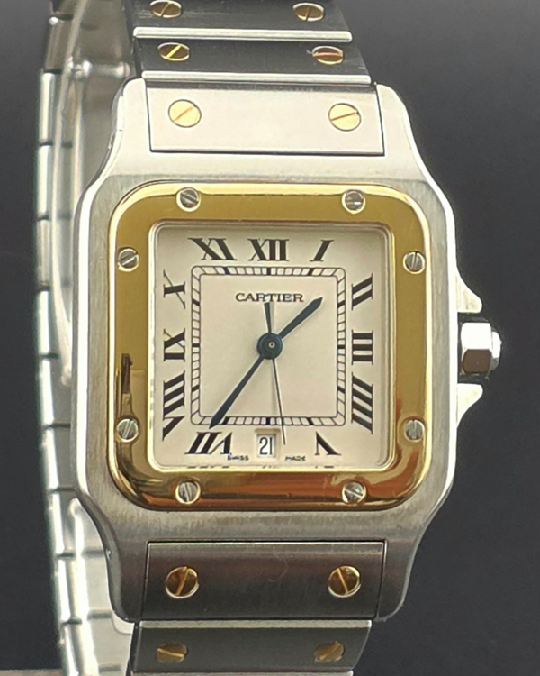 2001 Cartier Santos Galbée LM 29MM Quartz White Dial Two-Tone Bracelet (W20011C4)