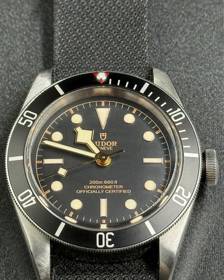 No Reserve - Tudor Black Bay 41MM Black Dial Aftermarket Textile Strap (79230N)