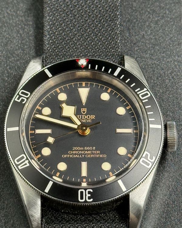No Reserve - Tudor Black Bay 41MM Black Dial Aftermarket Leather Strap (79230N)