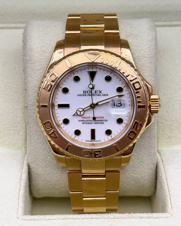 2005 Rolex Yacht-Master 40MM White Dial Yellow Gold Oyster Bracelet (16628)