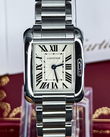 No Reserve - 2015 Cartier Tank Anglaise 22MM Quartz Silver Dial Steel Bracelet (W5310022)