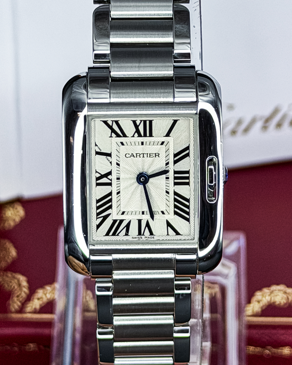 No Reserve - 2015 Cartier Tank Anglaise 22MM Quartz Silver Dial Steel Bracelet (W5310022)