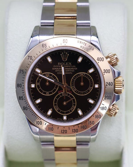 No Reserve - 2008 Rolex Cosmograph Daytona 40MM Black Dial Two-Tone Oyster Bracelet (116523)