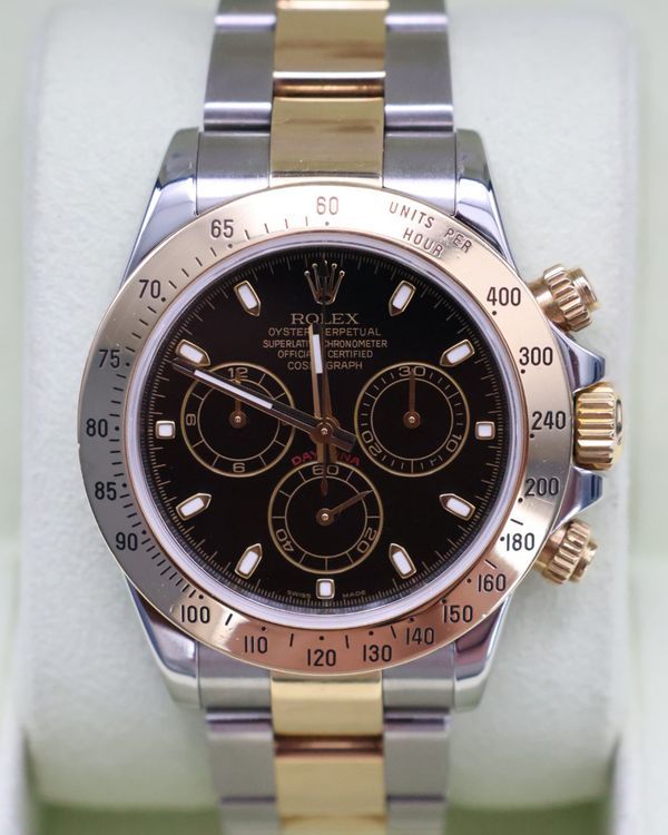 No Reserve - 2008 Rolex Cosmograph Daytona 40MM Black Dial Two-Tone Oyster Bracelet (116523)
