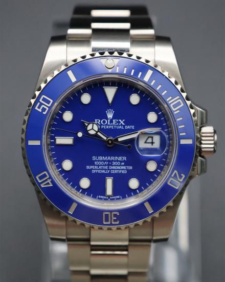 2014 Rolex Submariner Date "Smurf" 40MM Blue Dial White Gold Oyster Bracelet (116619LB)