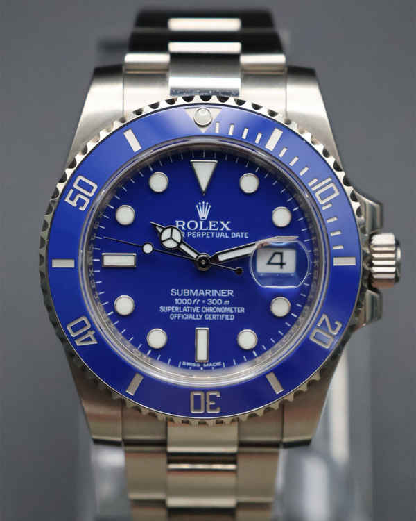 2014 Rolex Submariner Date "Smurf" 40MM Blue Dial White Gold Oyster Bracelet (116619LB)