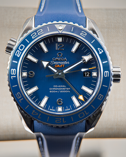 No Reserve - 2016 Omega Seamaster Planet Ocean 600M GMT 43.5MM Blue Dial Rubber Strap (232.92.44.22.03.001)