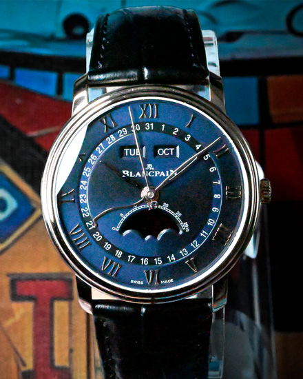 2021 Blancpain Villeret Quantième Complet 40MM Blue Dial Leather Strap (6654-3640-55B)