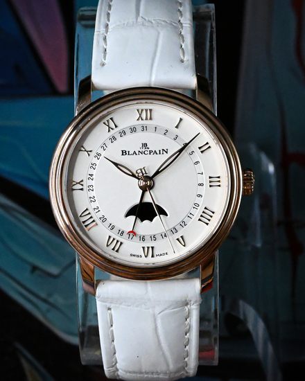 2022 Blancpain Villeret Quantième Phases de Lune 33.2MM White Dial Leather Strap (6126-3642-55A)