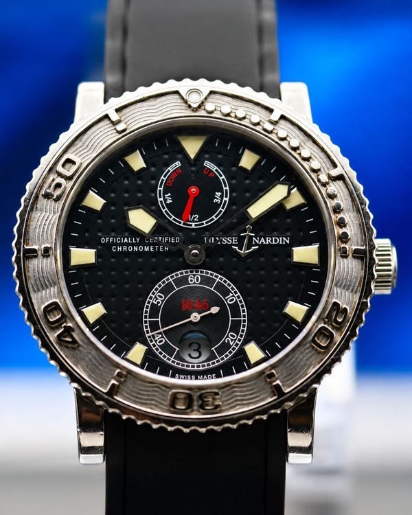 No Reserve - Ulysse Nardin Marine Maxi Diver 40MM Black Dial Aftermarket Rubber Strap (263-55)