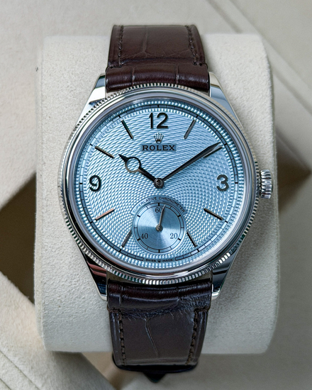 2026 Rolex 1908 39MM Ice Blue Dial Leather Strap (52506)