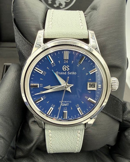 2020 Grand Seiko Automatic GMT "Hodinkee" L.E. 39.5MM Blue Dial Aftermarket Leather Strap(SBGM239)