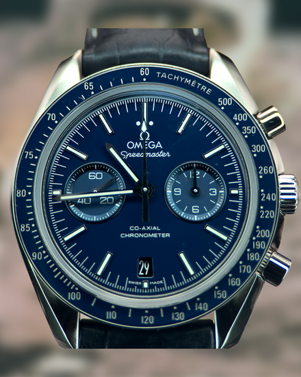 2025 Omega Speedmaster Two Counters 44.25MM Blue Dial Leather Strap (311.93.44.51.03.001)