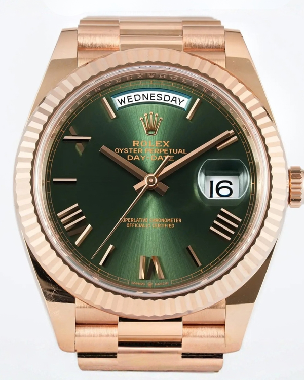 2021 Rolex Day-Date 40MM Green Dial Rose Gold President Bracelet (228235)