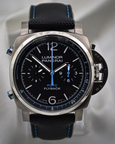 No Reserve - Panerai Luminor 1950 "PCYC" Flyback Chronograph 44MM Black Dial Rubber Strap (PAM00764)