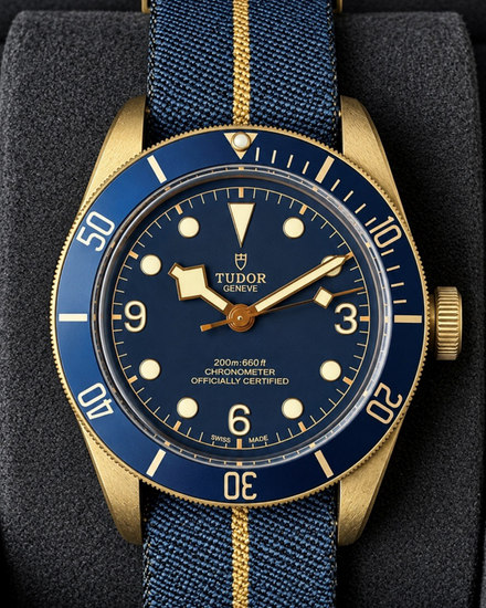 No Reserve - 2018 Tudor Black Bay Bronze Heritage "Bucherer Blue" 43MM Blue Dial Textile Strap (79250BB)