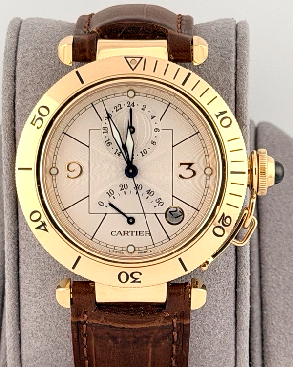 Cartier Pasha 38MM Silver Dial Leather Strap (W3014456)