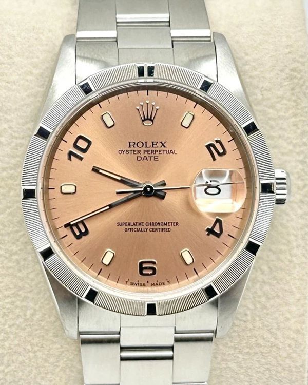 1998 Rolex Oyster Perpetual Date 34MM Salmon Dial Oyster Bracelet (15210)