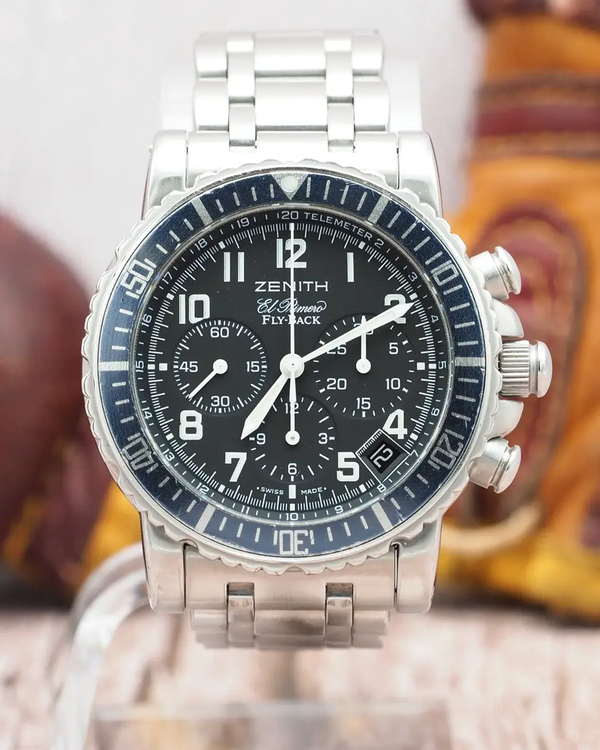 No Reserve - Zenith El Primero Rainbow Flyback 40MM Black Dial Steel Bracelet (02.0480.405/24)